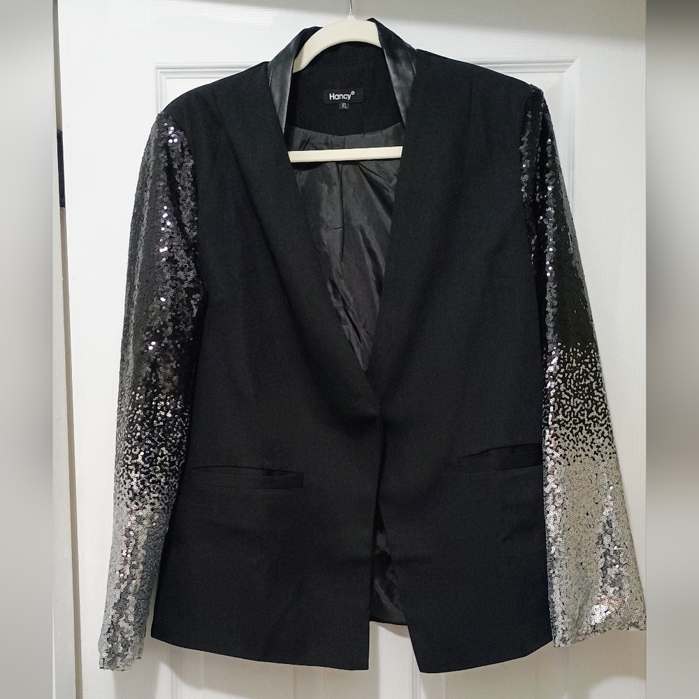 Black and Silver Sequin Women's Blazer